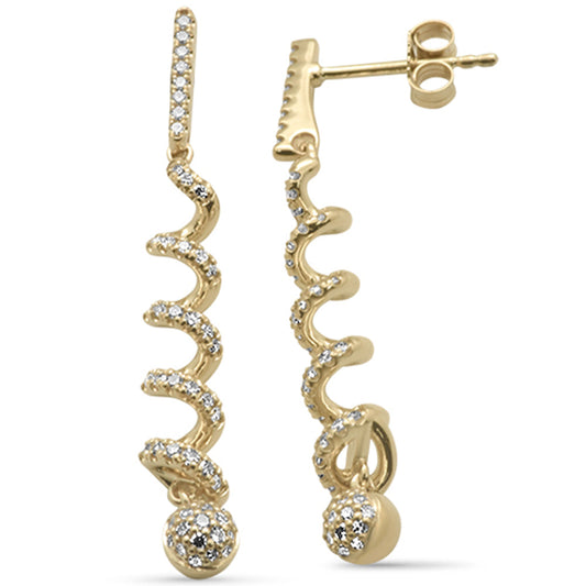 Muse Jewelry .48ct G SI 14K Yellow Gold Diamond Twisted Swirl & Ball Drop Earrings