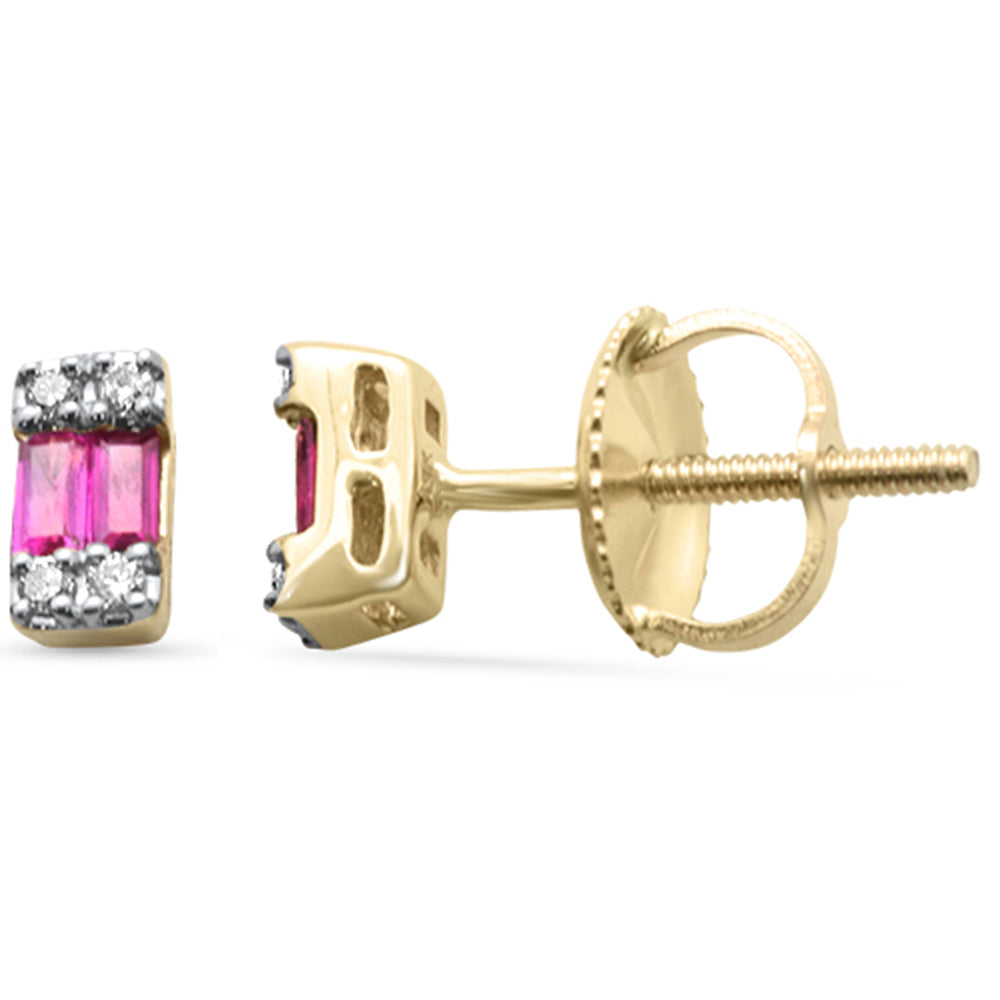 Muse Jewelry .19ct G SI 14K Yellow Gold Diamond & Ruby Gemstones Earrings