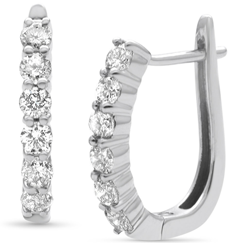 Muse Jewelry .96ct G SI 14K White Gold Diamond J Hoop Earrings