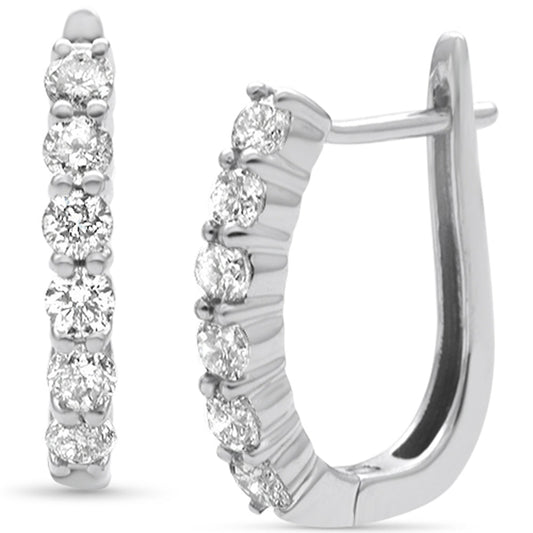 Muse Jewelry .96ct G SI 14K White Gold Diamond J Hoop Earrings