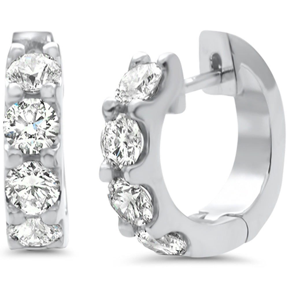 Muse Jewelry 1.36ct G SI 14K White Gold Round Diamond Hoop Huggie Earrings