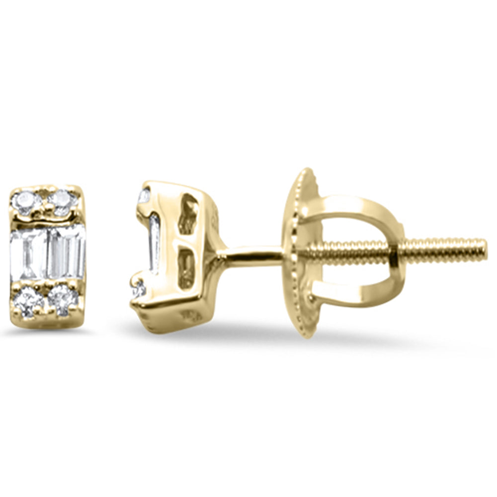 Muse Jewelry .16ct G SI 14K Yellow Gold Diamond Round & Baguette Earrings