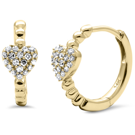 Muse Jewelry .20ct G SI 14K Yellow Gold Diamond Heart Hoop Earrings