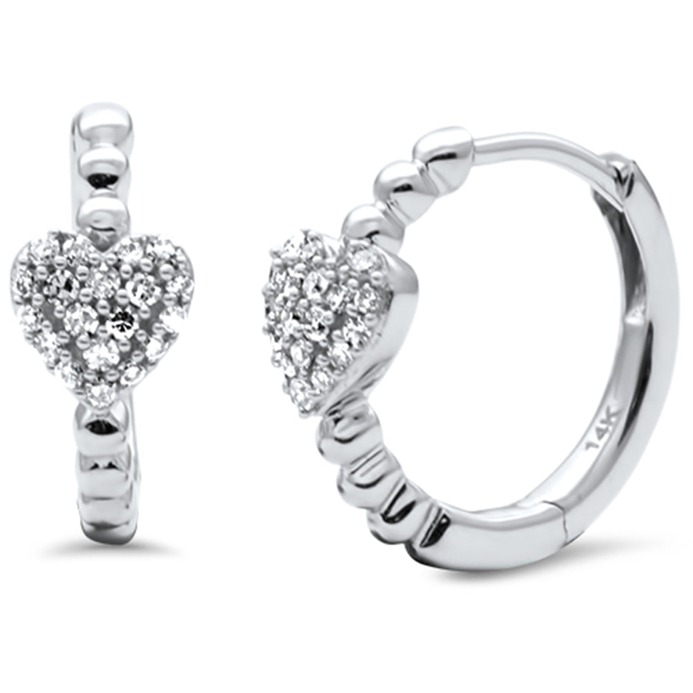 Muse Jewelry .20ct G SI 14K White Gold Diamond Heart Hoop Earrings