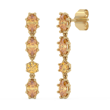 Muse Jewelry 1.75ct G SI 14K Yellow Gold Citrine Gemstones Drop Earrings