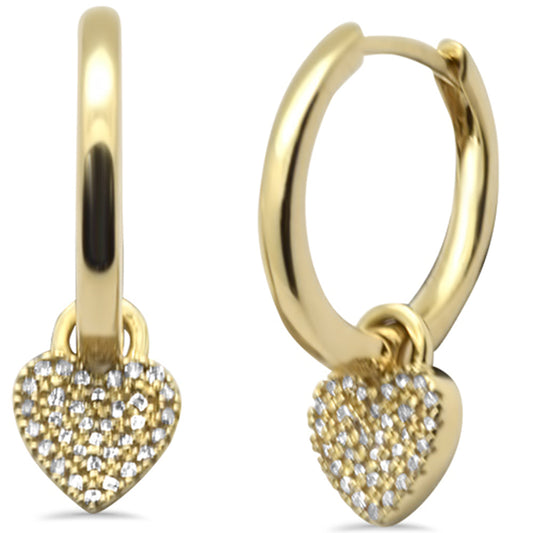 Muse Jewelry .13ct G SI 14K Yellow Gold Diamond Heart Shape Dangling Hoop Earrings