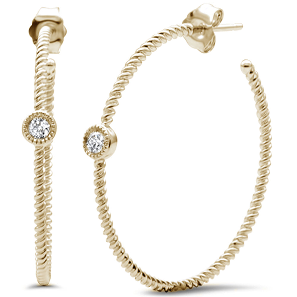 Muse Jewelry .18ct G SI 14K Yellow Gold Diamond Twisted Hoop Earrings