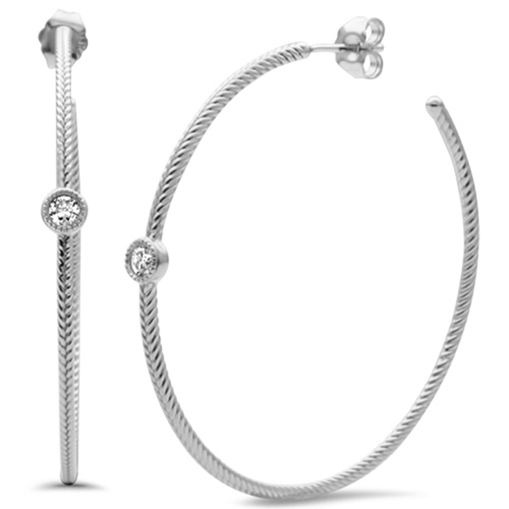 Muse Jewelry .18ct G SI 14K White Gold Diamond Twisted Hoop Earrings