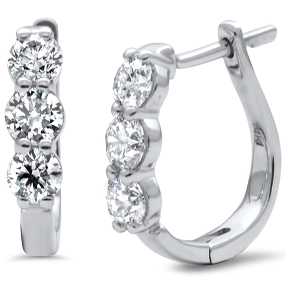 Muse Jewelry 1.12ct G SI 14K White Gold Diamond Hoop Earrings
