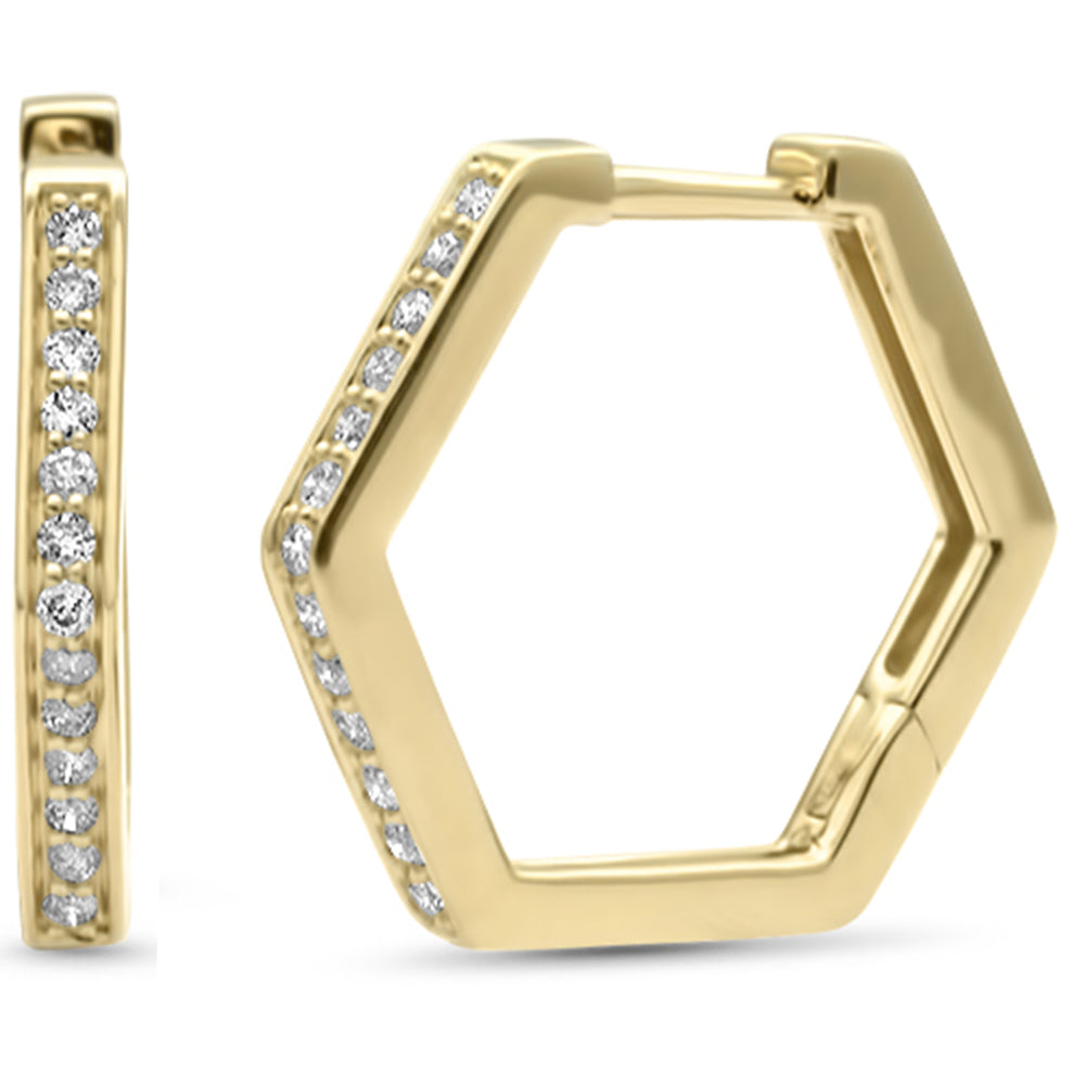 Muse Jewelry .18ct G SI 14K Yellow Gold Diamond Hexagon Geometric Shape Hoop Earrings