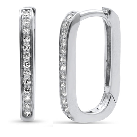 Muse Jewelry .16ct G SI 14K White Gold Diamond Elongated Square Hoop Paper Clip Link Earrings