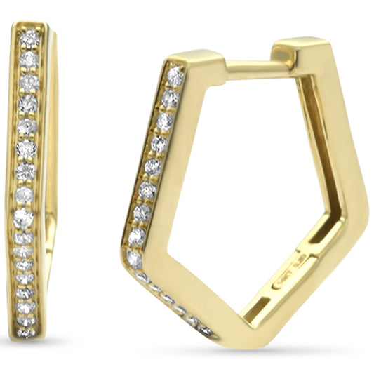 Muse Jewelry .20ct G SI 14K Yellow Gold Diamond Hexagon Geometric Shape Hoop Earrings