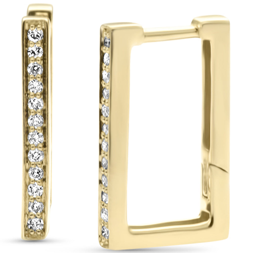 Muse Jewelry .17ct G SI 14K Yellow Gold Diamond Elongated Square Geometric Shape Hoop Earrings