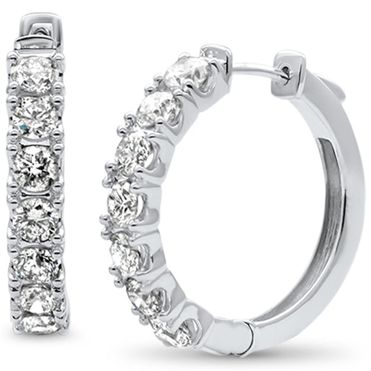 Muse Jewelry 3.50ct G SI 14K White Gold Round Diamond Hoop Earrings