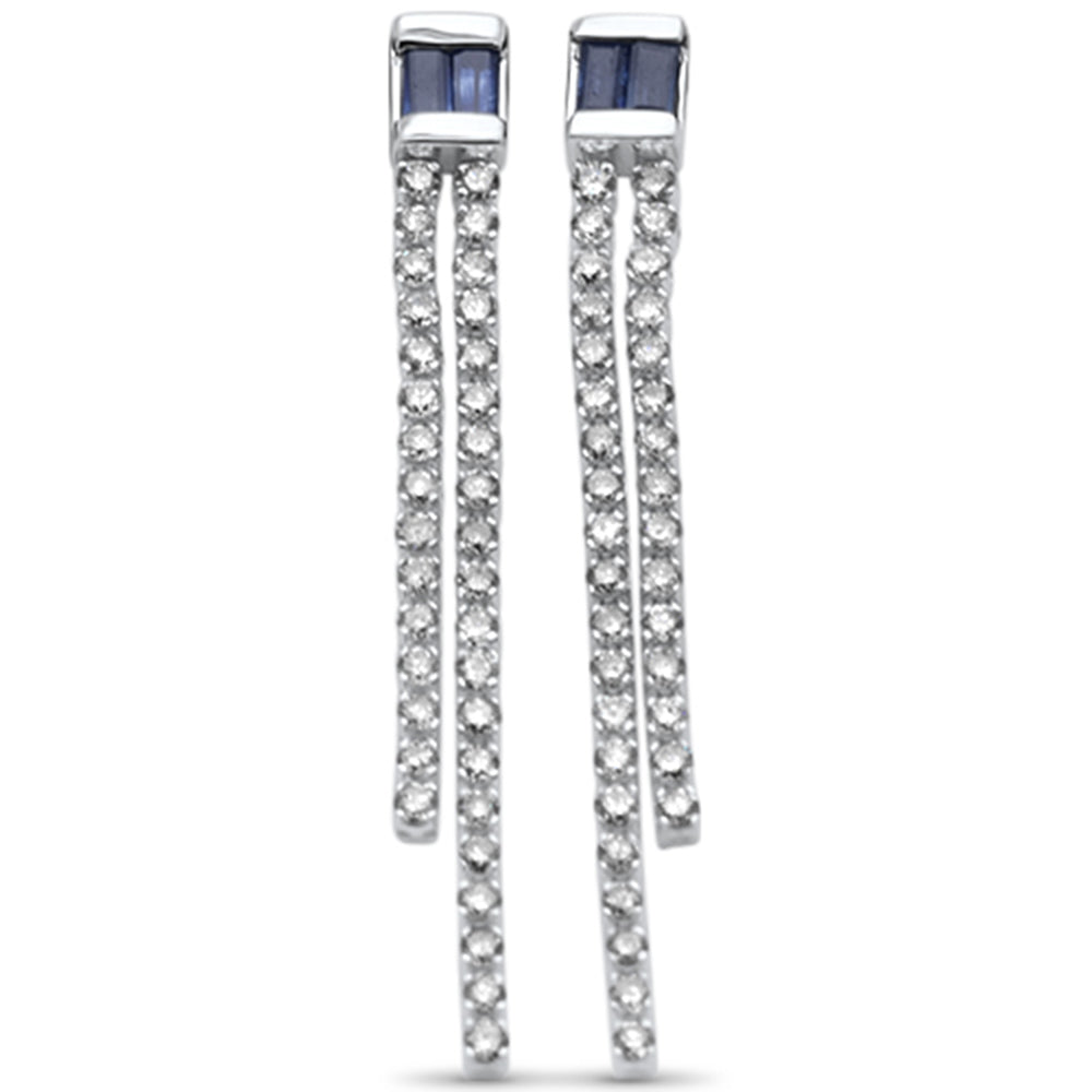 Muse Jewelry 1.58ct G SI 14K White Gold Diamond & Blue Sapphire Gemstone Drop Earrings