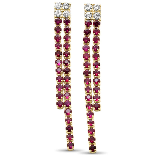 Muse Jewelry 1.03ct G SI 14K Yellow Gold Diamond & Ruby Gemstones Drop Earrings