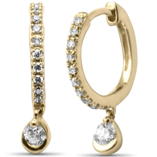 Muse Jewelry .22ct G SI 14K Yellow Gold Diamond Hoop Dangling Earrings