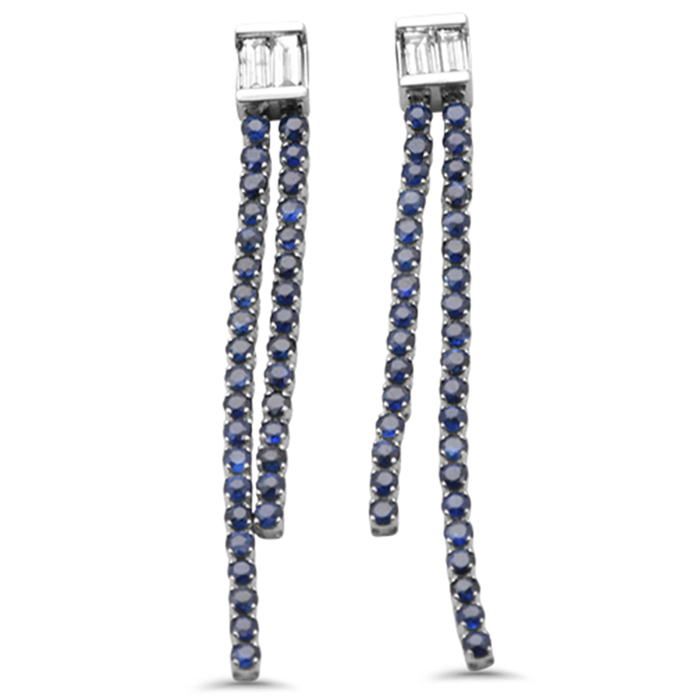 Muse Jewelry 1.85ct G SI 14K White Gold Diamond & Blue Sapphire Drop Earrings