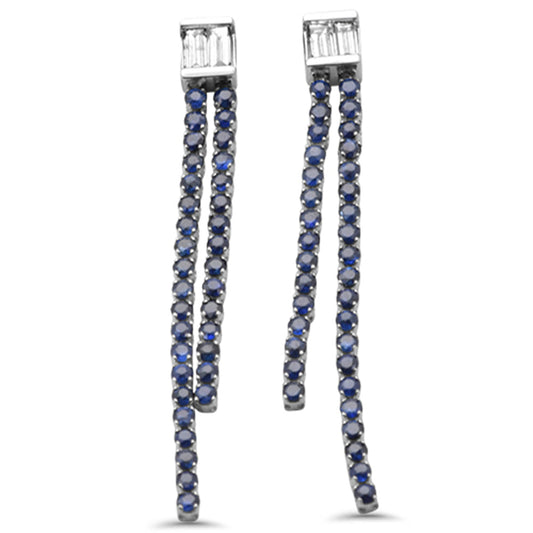 Muse Jewelry 1.85ct G SI 14K White Gold Diamond & Blue Sapphire Drop Earrings