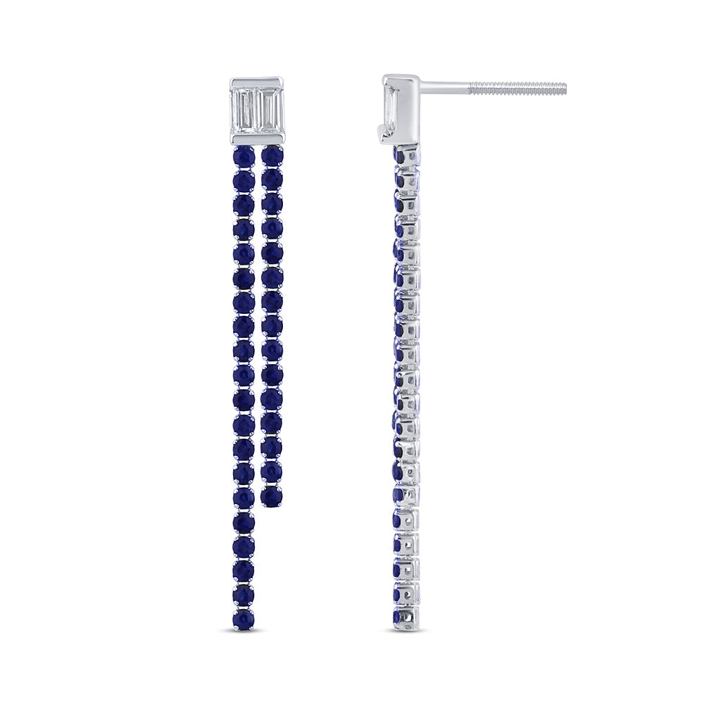 Muse Jewelry 1.85ct G SI 14K White Gold Diamond & Blue Sapphire Drop Earrings