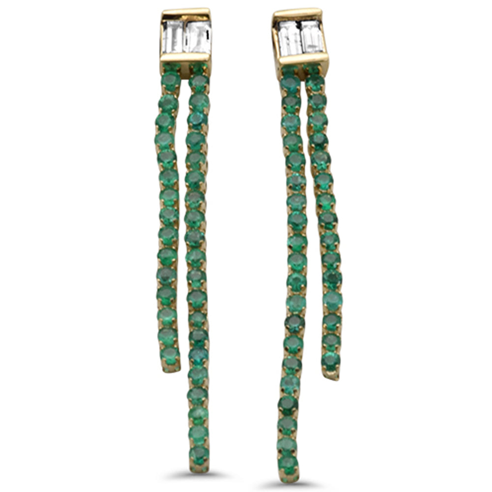 Muse Jewelry 1.38ct G SI 14K Yellow Gold Diamond & Emerald Gemstones Drop Earrings