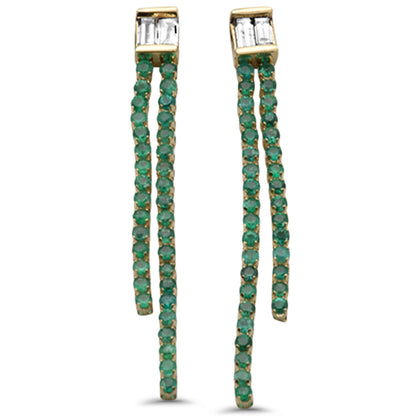 Muse Jewelry 1.38ct G SI 14K Yellow Gold Diamond & Emerald Gemstones Drop Earrings