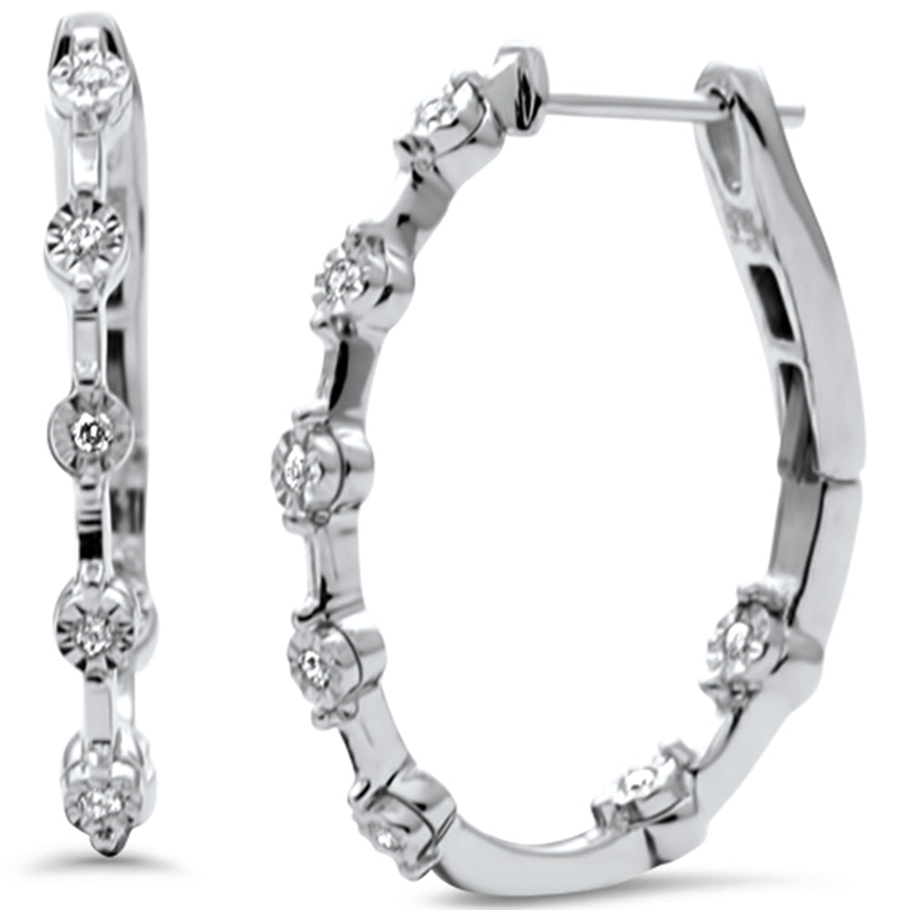 Muse Jewelry .09ct G SI 14K White Gold Diamond Hoop Earrings