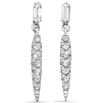 Muse Jewelry .26ct G SI 14K White Gold Round & Baguette Diamond Drop Earrings