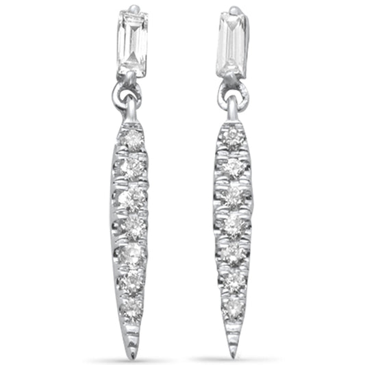Muse Jewelry .26ct G SI 14K White Gold Round & Baguette Diamond Drop Earrings