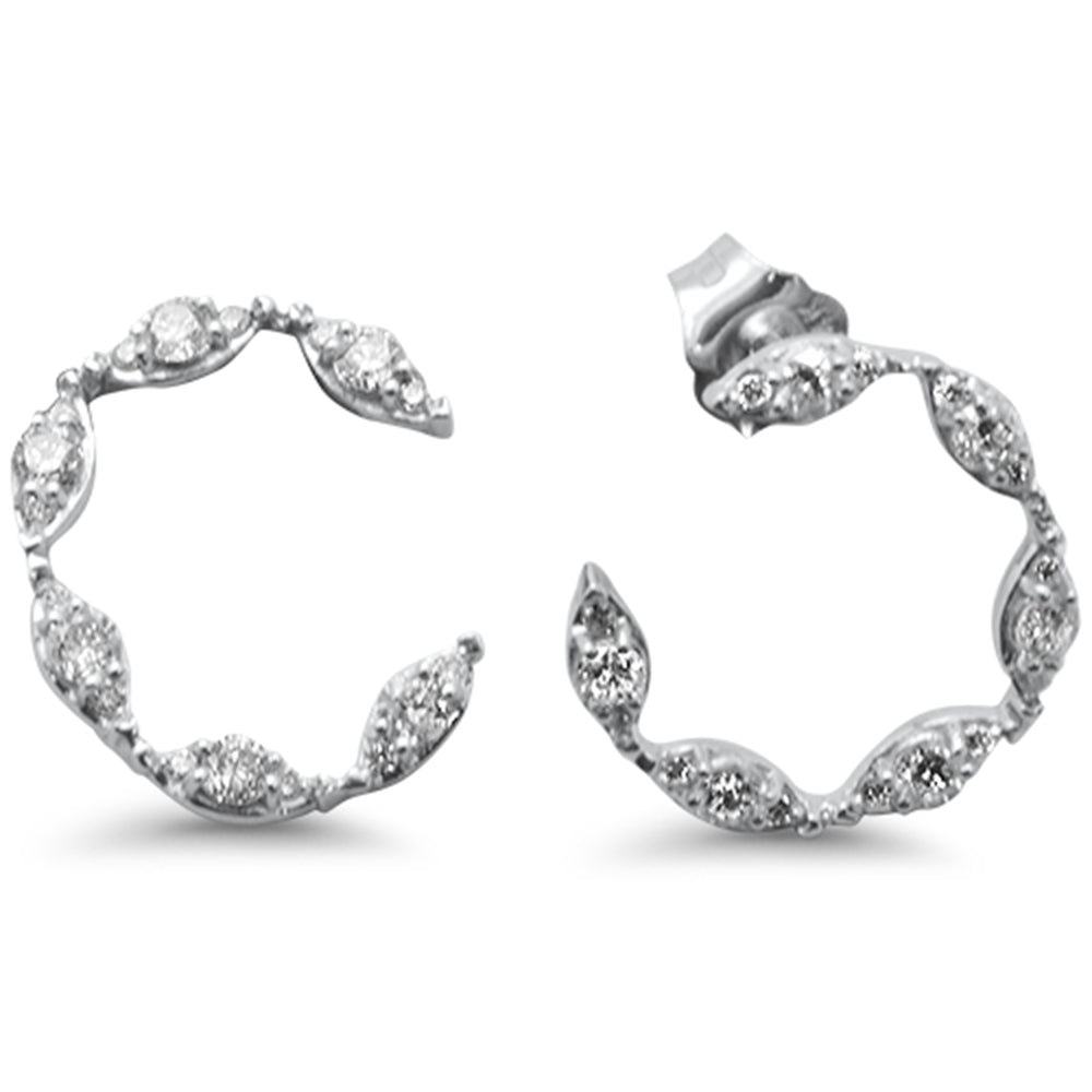 Muse Jewelry .51ct G SI 14K White Gold Diamond Crescent Style Earrings Push Backings