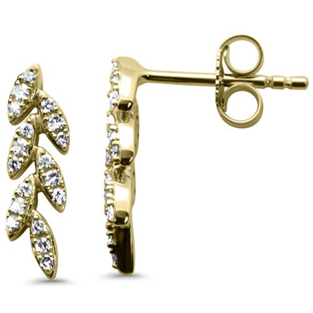 Muse Jewelry .17ct G SI 14K Yellow Gold Diamond Olive Branch Earrings