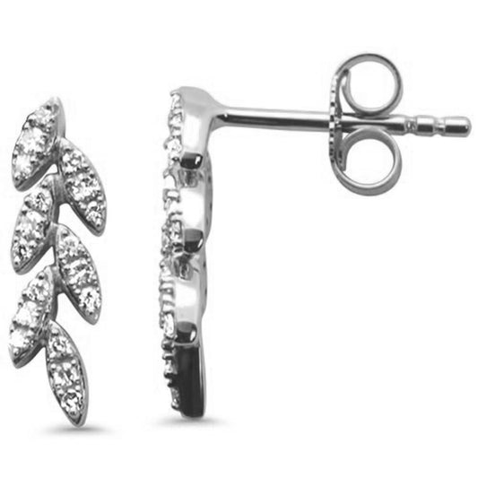 Muse Jewelry .17ct G SI 14K White Gold Diamond Olive Branch Earrings