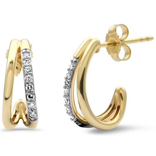 Muse Jewelry .12ct G SI 14K Yellow Gold Diamond J Hoop Earrings