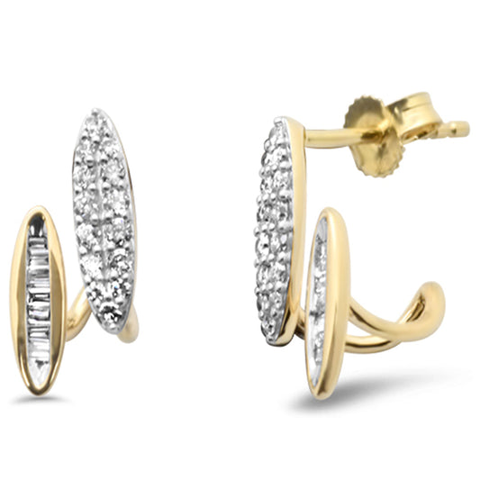 Muse Jewelry .32ct G SI 14K Yellow Gold Diamond Round & Baguette Earrings