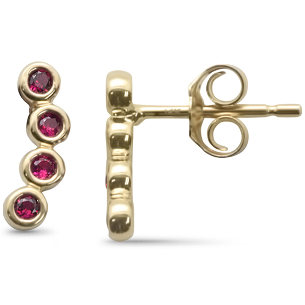 Muse Jewelry .21ct G SI 14K Yellow Gold Ruby Gemstone Bezel Set Earrings