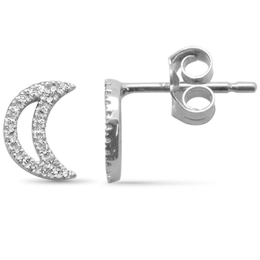 Muse Jewelry .08ct G SI 14K White Gold Diamond Half Moon Earrings