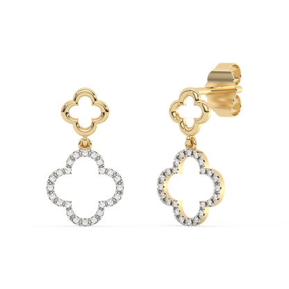 Muse Jewelry .10ct G SI 14K Yellow Gold Diamond Clover Dangling Earrings