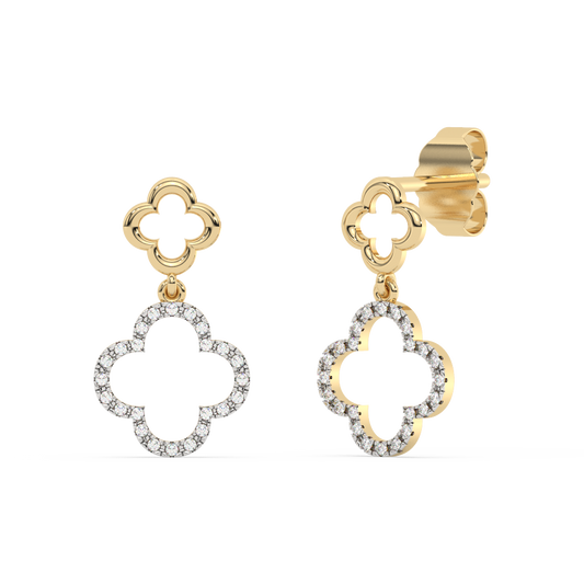 Muse Jewelry .10ct G SI 14K Yellow Gold Diamond Clover Dangling Earrings