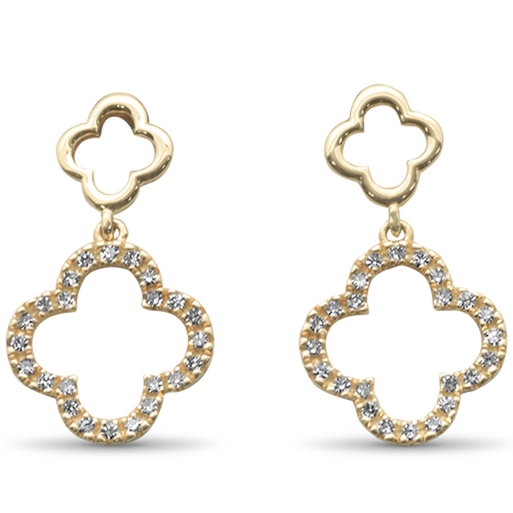 Muse Jewelry .10ct G SI 14K Yellow Gold Diamond Clover Dangling Earrings