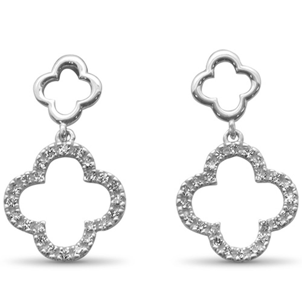 Muse Jewelry .10ct G SI 14K White Gold Diamond Clover Dangling Earrings