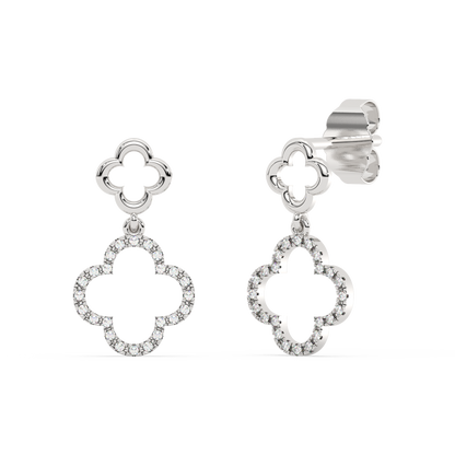 Muse Jewelry .10ct G SI 14K White Gold Diamond Clover Dangling Earrings