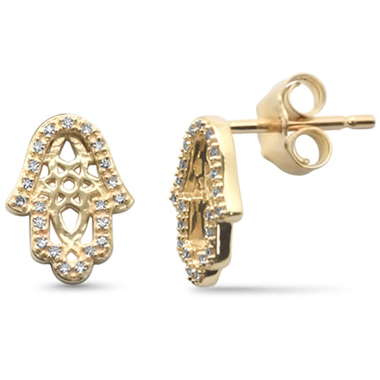 Muse Jewelry .06ct G SI 14K Yellow Gold Diamond Hamsa Petite Earrings