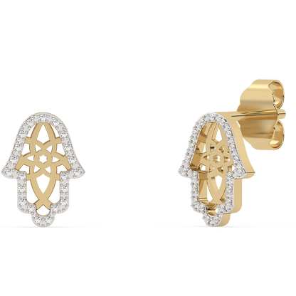 Muse Jewelry .06ct G SI 14K Yellow Gold Diamond Hamsa Petite Earrings