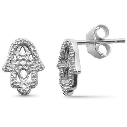 Muse Jewelry .06ct G SI 14K White Gold Diamond Hamsa Petite Earrings