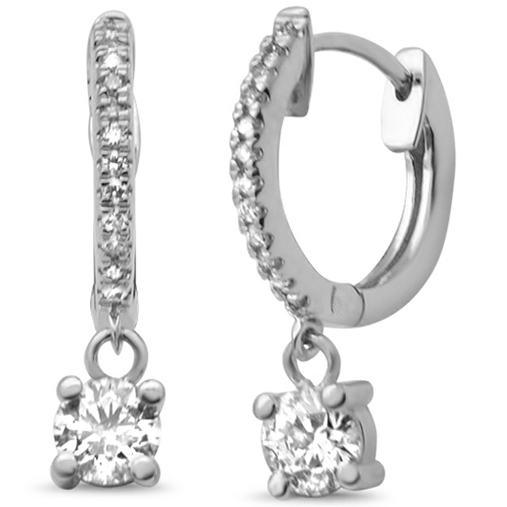 Muse Jewelry .55ct G SI 14K White Gold Diamond Dangling Hoop Earrings