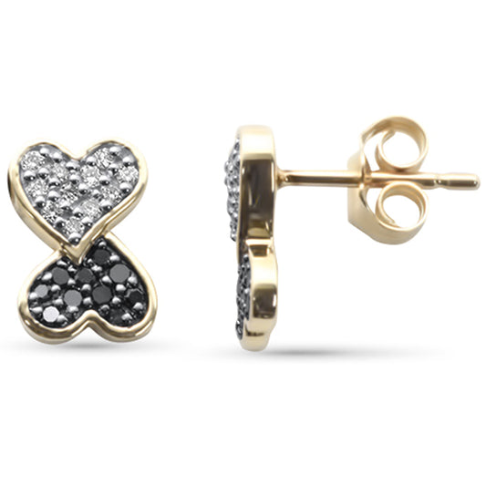 Muse Jewelry .25ct G SI 14K Yellow Gold Black & White Diamond Heart Earrings