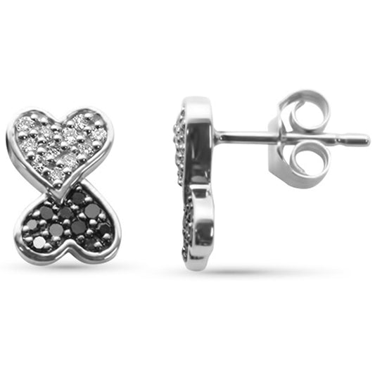 Muse Jewelry .25ct G SI 14K White Gold Black & White Diamond Heart Earrings