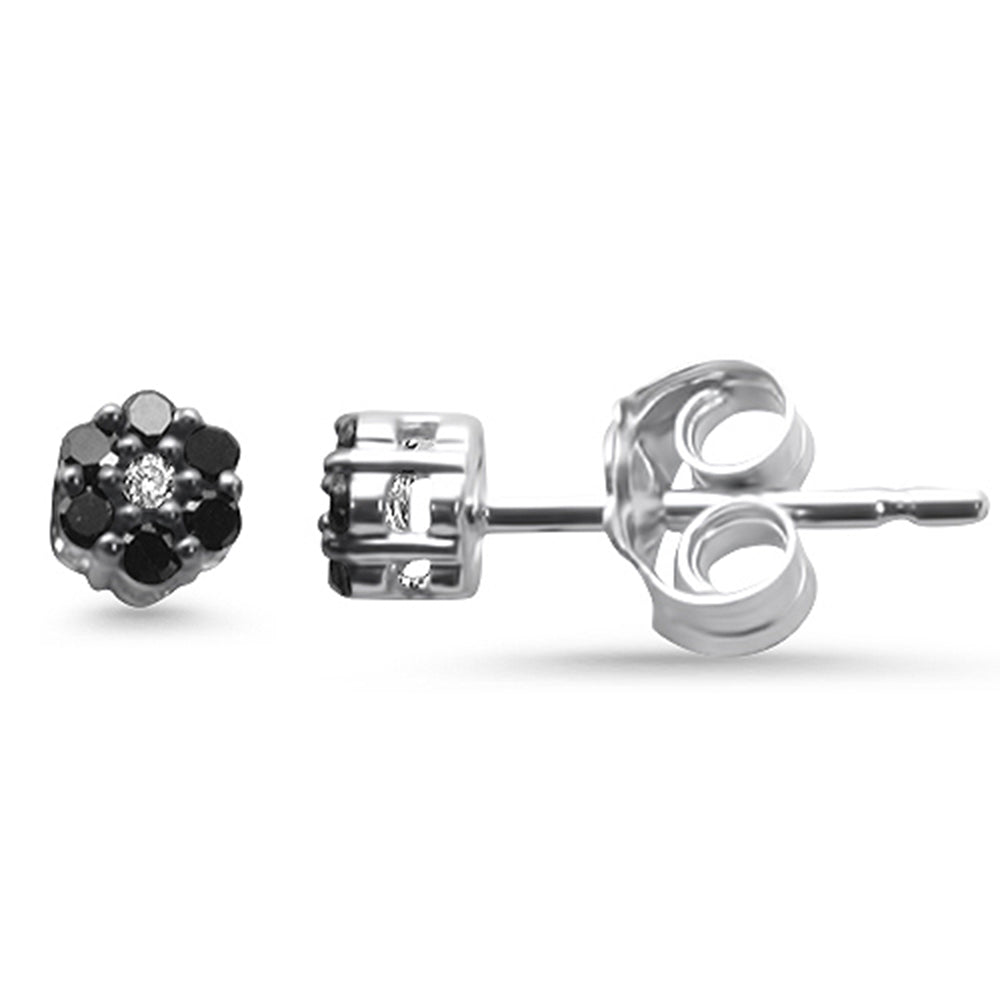 Muse Jewelry .13ct G SI 14K White Gold Black & White Diamond Flower Earrings