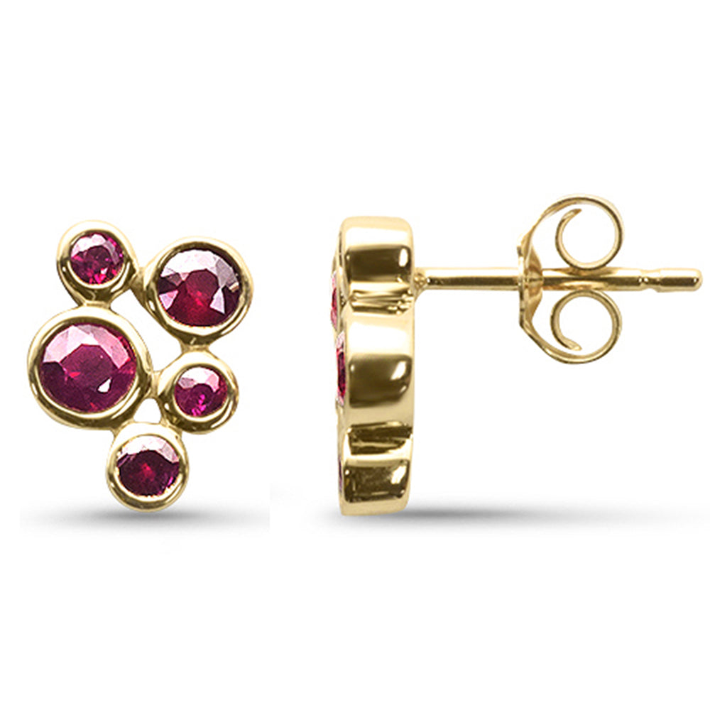 Muse Jewelry 1.05ct G SI 14K Yellow Gold Diamond Bezel Set Ruby Gemstones Earrings
