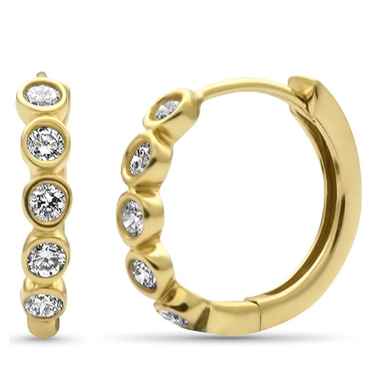 Muse Jewelry .25ct G SI 14K Yellow Gold Diamond Bezel Set Hoop Earrings